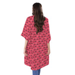 Valentine's Day XOXO Pattern Print Open Front Beach Cover Up