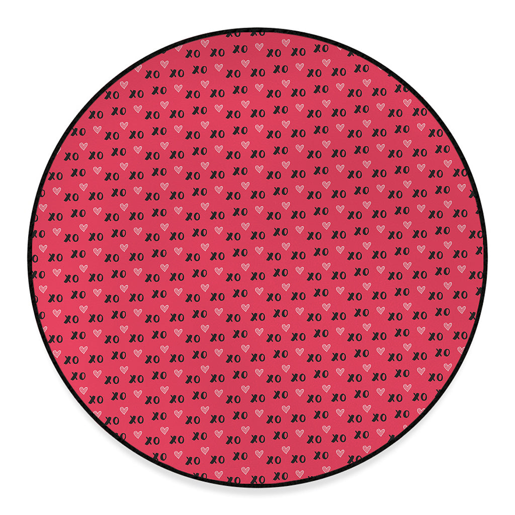 Valentine's Day XOXO Pattern Print Round Floor Mat