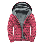 Valentine's Day XOXO Pattern Print Sherpa Lined Zip Up Hoodie