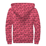 Valentine's Day XOXO Pattern Print Sherpa Lined Zip Up Hoodie