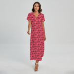 Valentine's Day XOXO Pattern Print Short Sleeve Maxi Dress