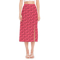 Valentine's Day XOXO Pattern Print Side Slit Midi Skirt