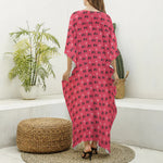 Valentine's Day XOXO Pattern Print Silk V-Neck Kaftan Dress