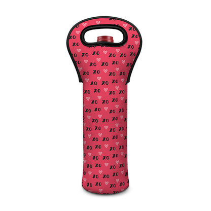 Valentine's Day XOXO Pattern Print Single Neoprene Wine Tote