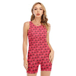 Valentine's Day XOXO Pattern Print Sleeveless One Piece Swimsuit