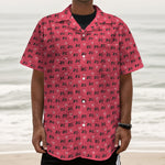 Valentine's Day XOXO Pattern Print Textured Short Sleeve Shirt