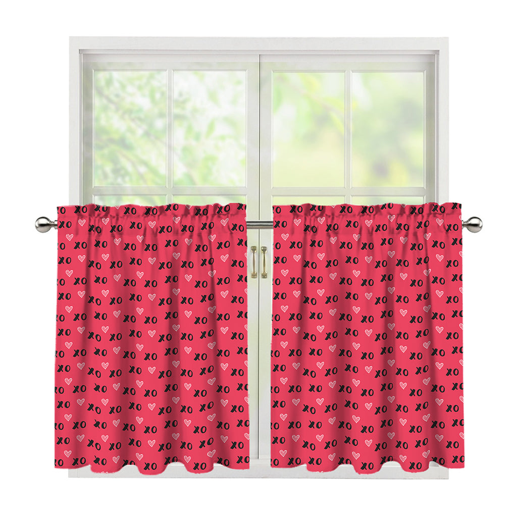 Valentine's Day XOXO Pattern Print Tier Curtains