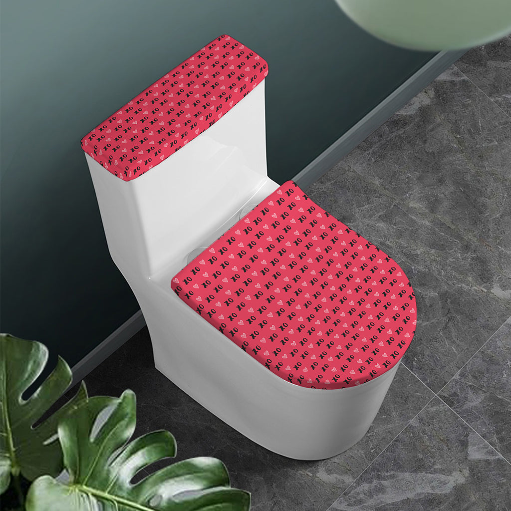 Valentine's Day XOXO Pattern Print Toilet Lid And Tank Cover Set