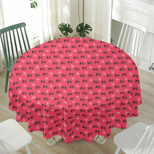 Valentine's Day XOXO Pattern Print Waterproof Round Tablecloth
