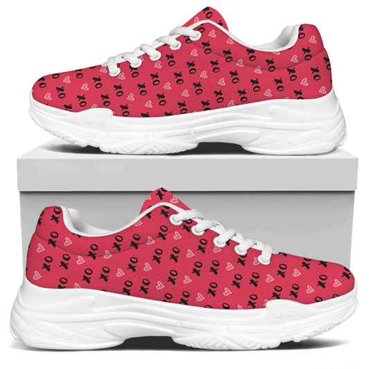Valentine's Day XOXO Pattern Print White Chunky Shoes