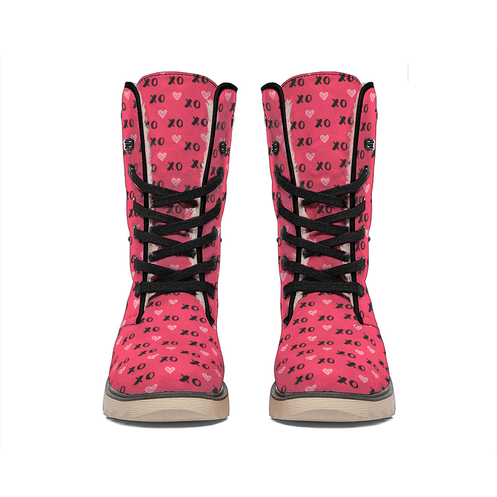 Valentine's Day XOXO Pattern Print Winter Boots