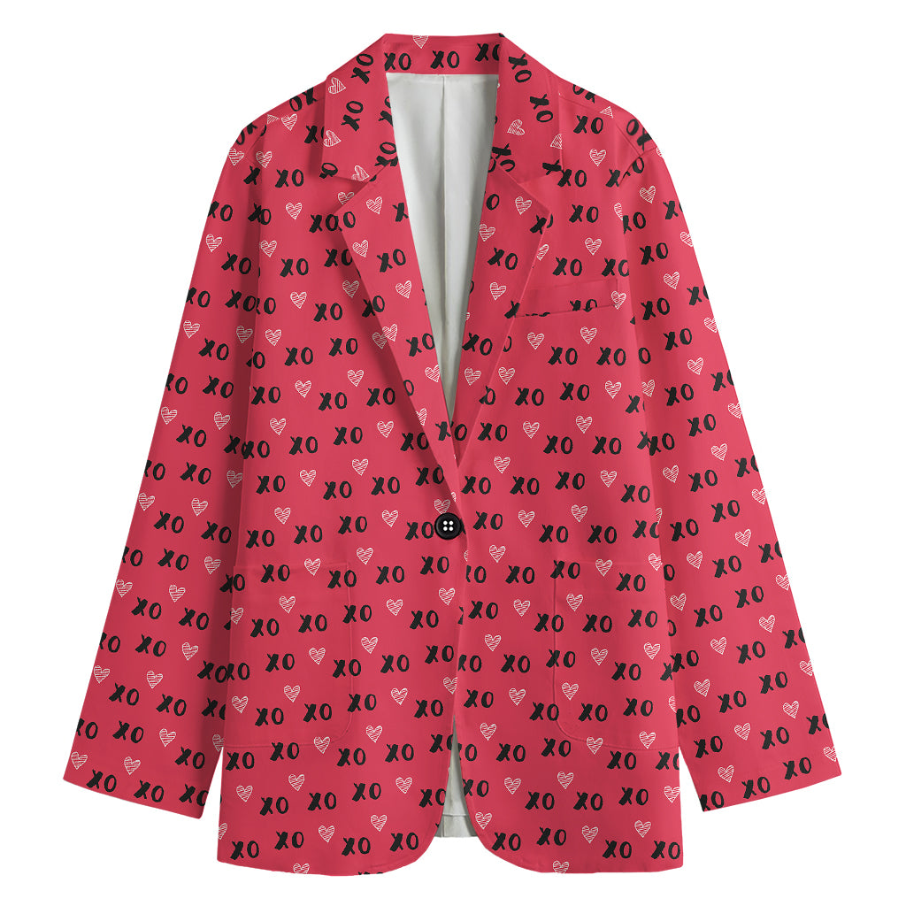Valentine's Day XOXO Pattern Print Women's Blazer
