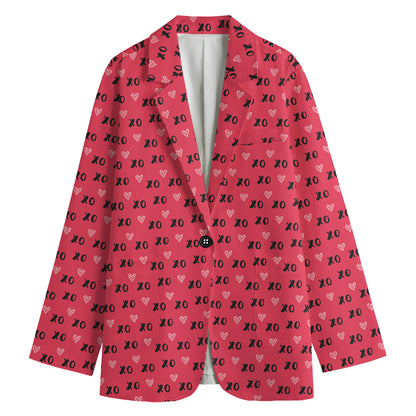 Valentine's Day XOXO Pattern Print Women's Blazer