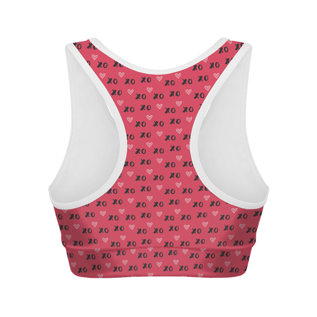 Valentine's Day XOXO Pattern Print Women's Sports Bra