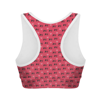 Valentine's Day XOXO Pattern Print Women's Sports Bra