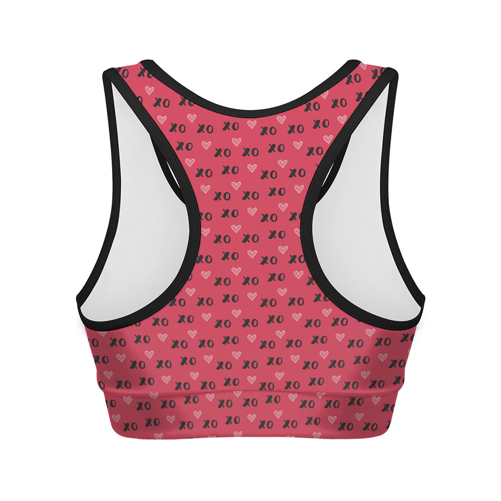 Valentine's Day XOXO Pattern Print Women's Sports Bra