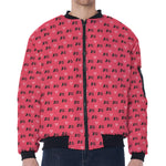 Valentine's Day XOXO Pattern Print Zip Sleeve Bomber Jacket
