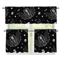 Vampire Coffin Pattern Print 3 Piece Kitchen Curtains