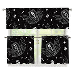 Vampire Coffin Pattern Print 3 Piece Kitchen Curtains