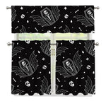 Vampire Coffin Pattern Print 3 Piece Kitchen Curtains