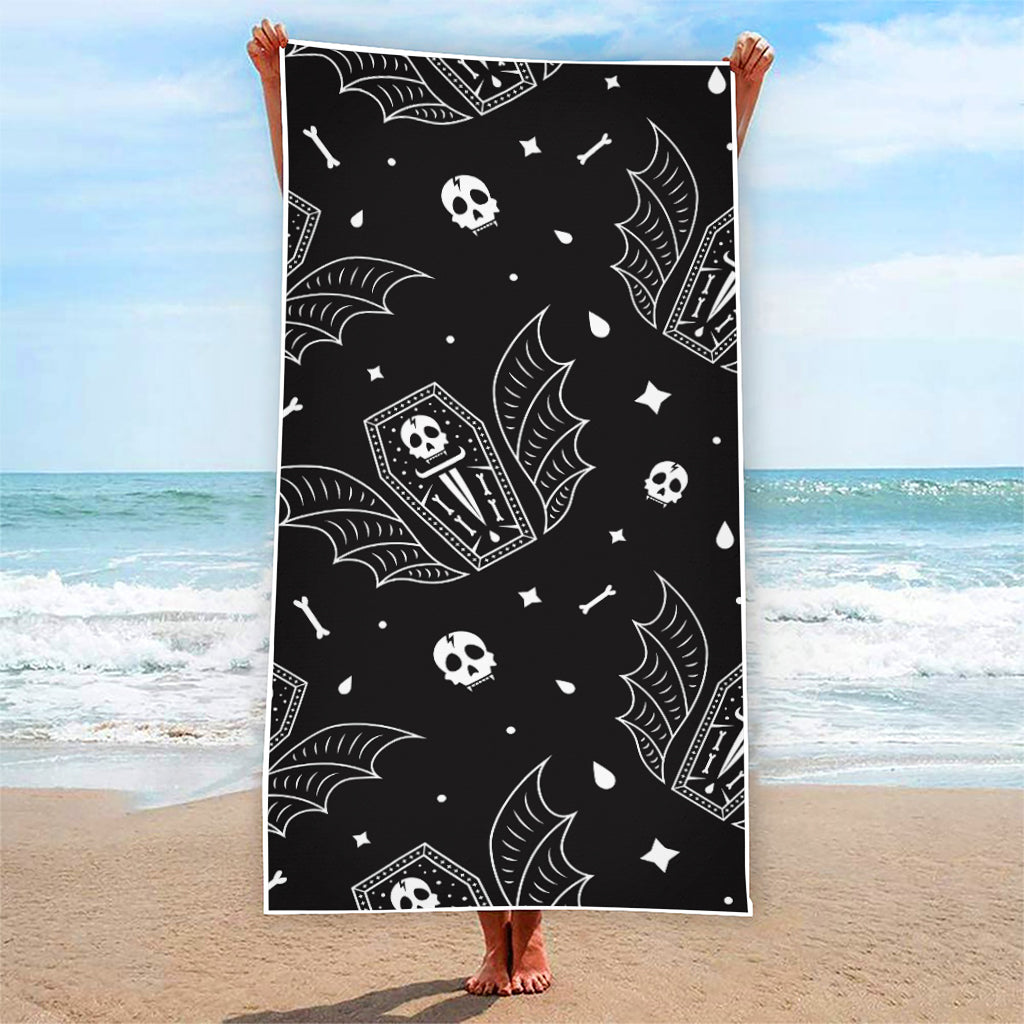 Vampire Coffin Pattern Print Beach Towel