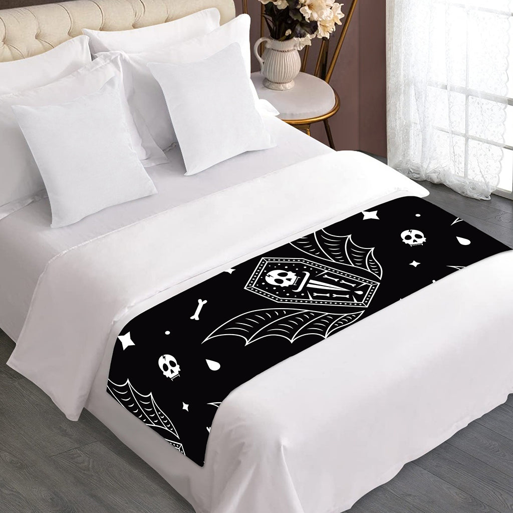 Vampire Coffin Pattern Print Bed Runner
