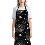 Vampire Coffin Pattern Print Bib Apron With Pocket