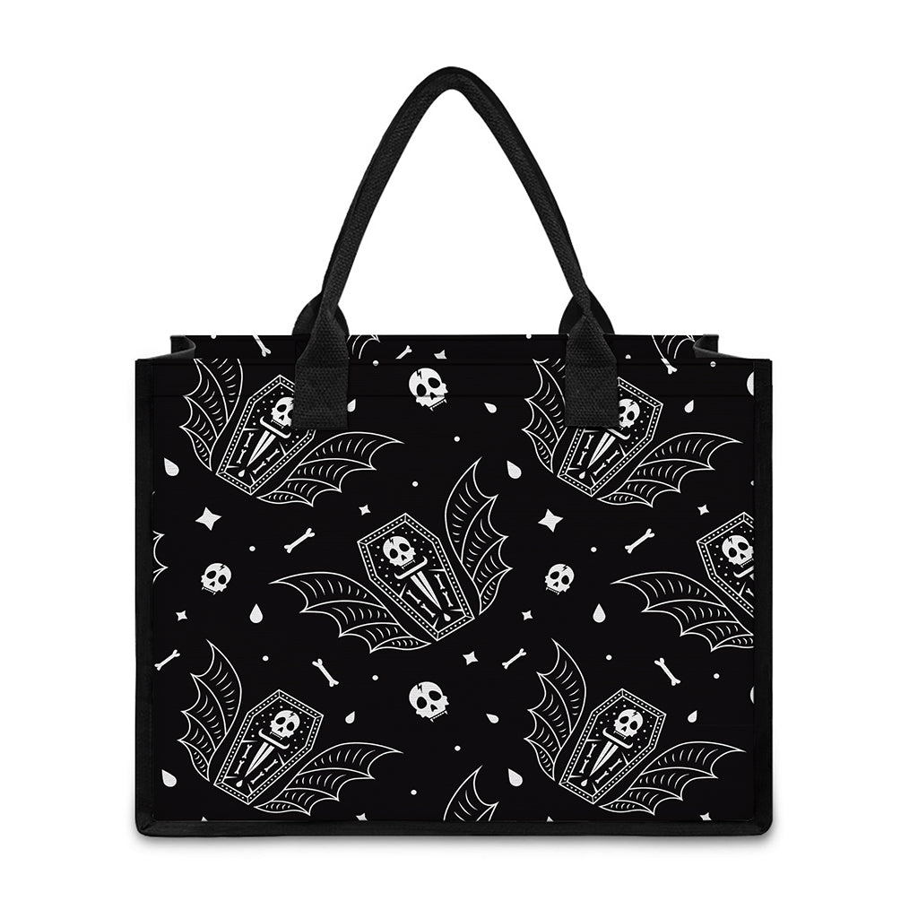 Vampire Coffin Pattern Print Canvas Tote Bag