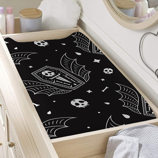 Vampire Coffin Pattern Print Changing Pad Cover