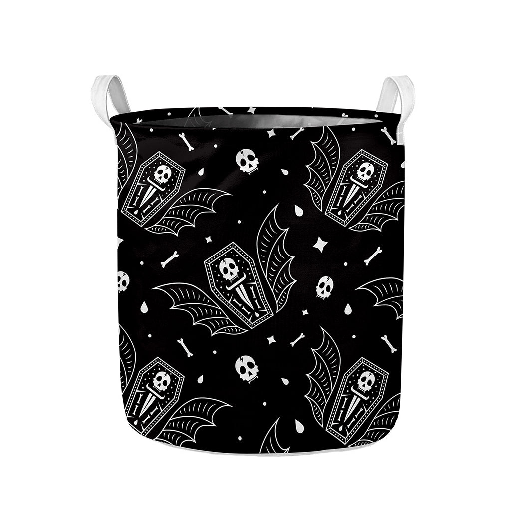 Vampire Coffin Pattern Print Collapsible Laundry Basket