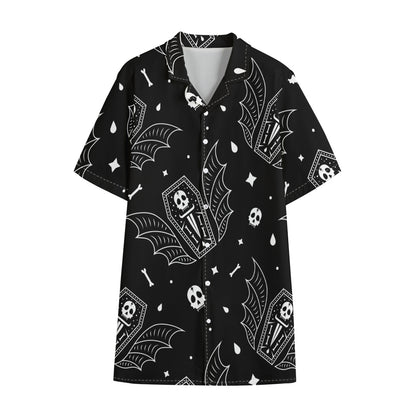 Vampire Coffin Pattern Print Cotton Hawaiian Shirt
