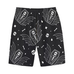 Vampire Coffin Pattern Print Cotton Shorts