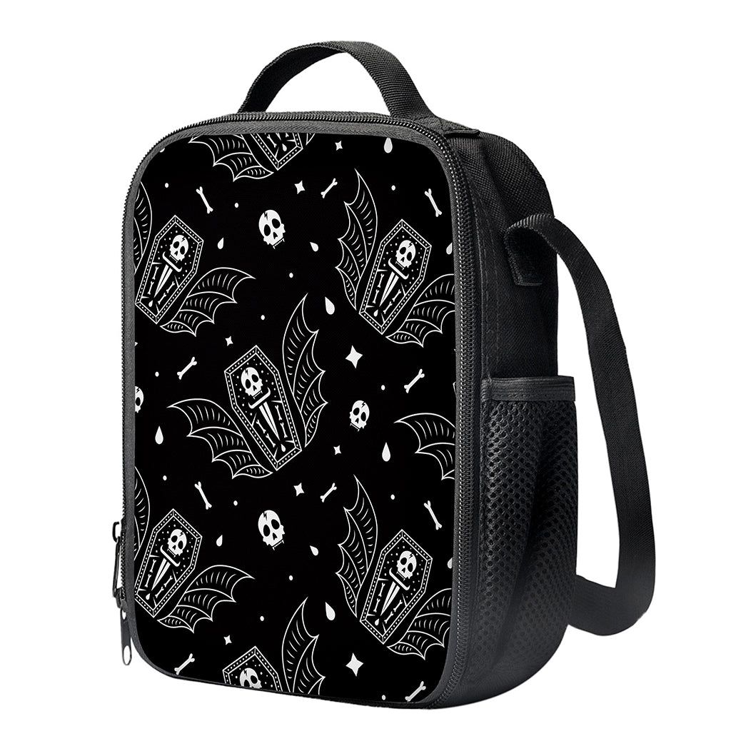 Vampire Coffin Pattern Print Crossbody Lunch Bag