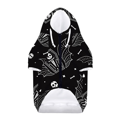 Vampire Coffin Pattern Print Dog Zip Up Hoodie