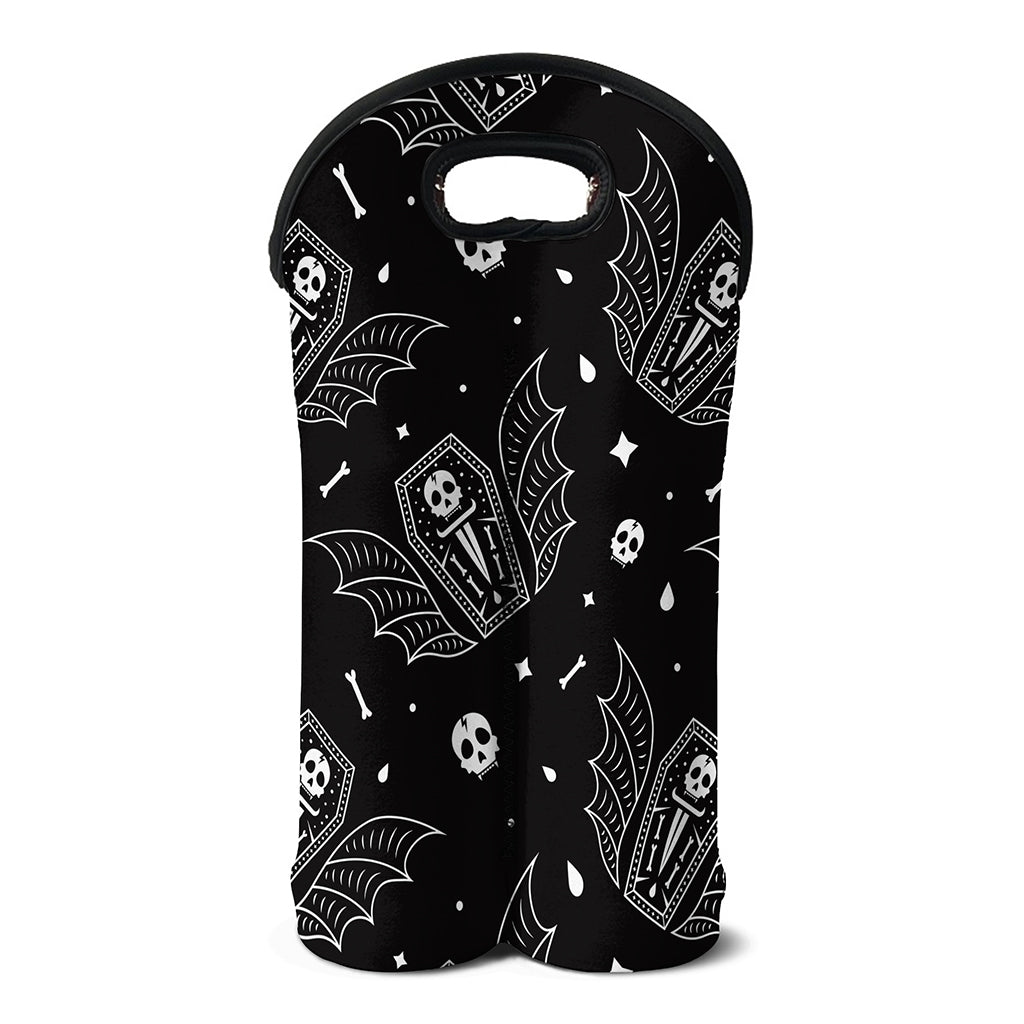 Vampire Coffin Pattern Print Double Neoprene Wine Tote