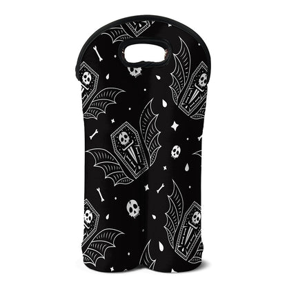 Vampire Coffin Pattern Print Double Neoprene Wine Tote