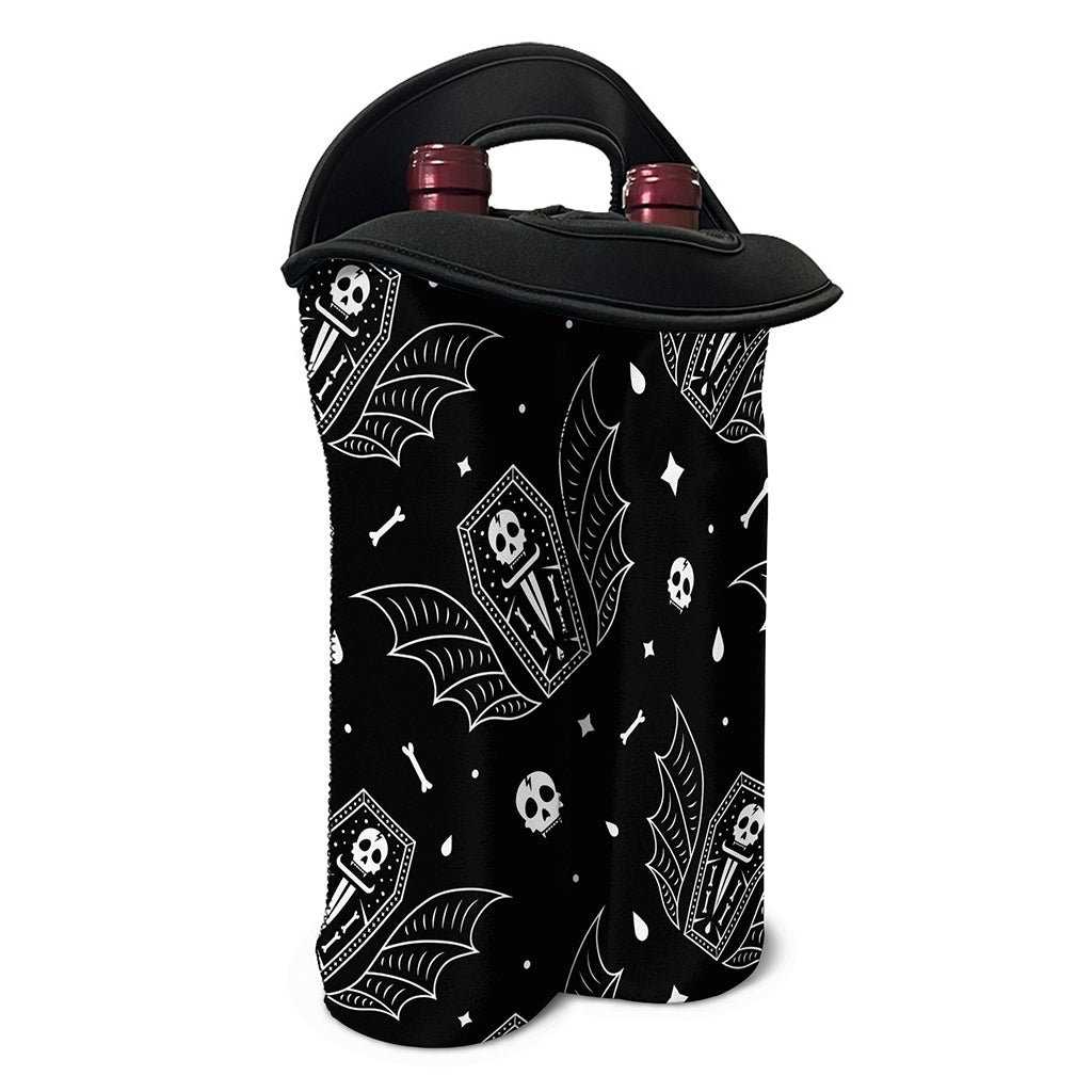Vampire Coffin Pattern Print Double Neoprene Wine Tote