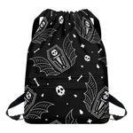Vampire Coffin Pattern Print Drawstring Backpack