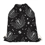 Vampire Coffin Pattern Print Drawstring Bag