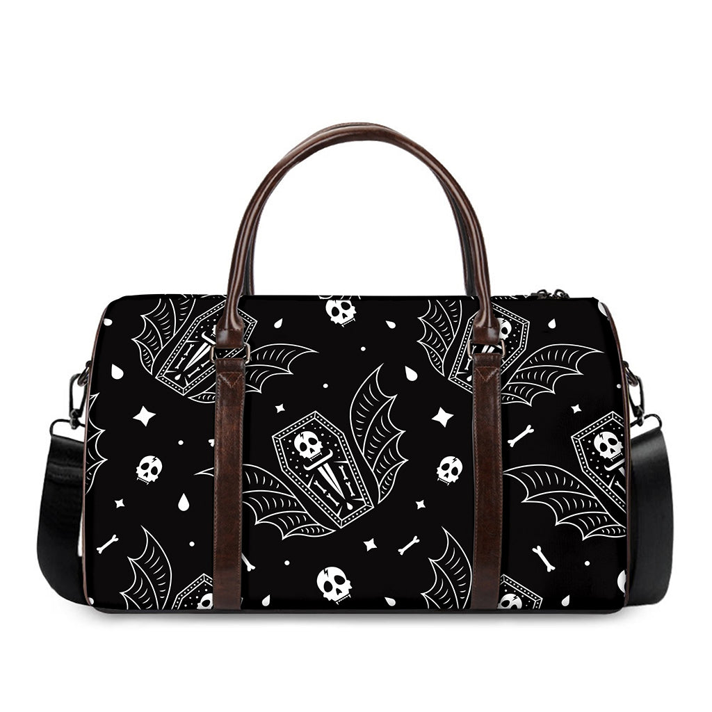 Vampire Coffin Pattern Print Duffle Bag