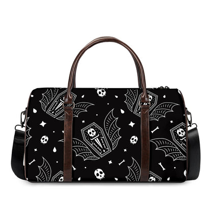 Vampire Coffin Pattern Print Duffle Bag