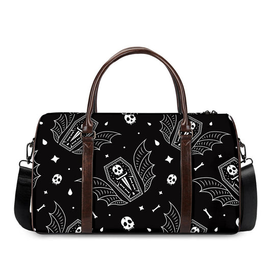 Vampire Coffin Pattern Print Duffle Bag