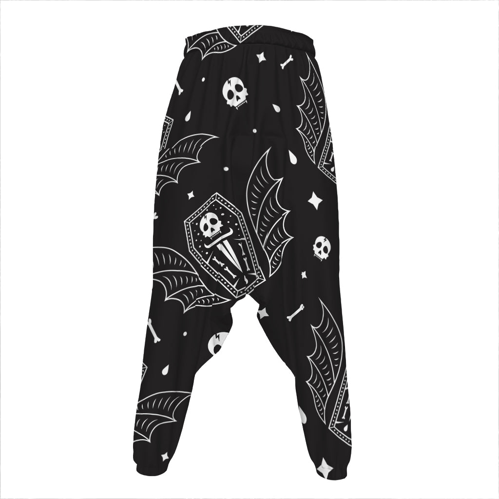 Vampire Coffin Pattern Print Hammer Pants