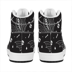 Vampire Coffin Pattern Print High Top Leather Sneakers