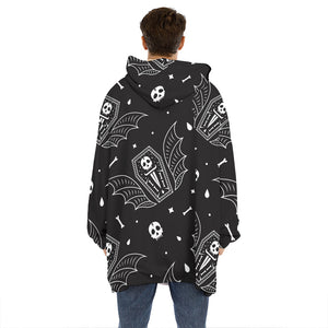 Vampire Coffin Pattern Print Hoodie Blanket