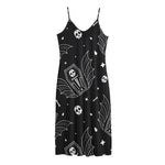 Vampire Coffin Pattern Print Jersey Midi Cami Dress