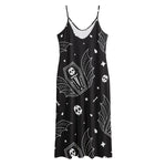 Vampire Coffin Pattern Print Jersey Midi Cami Dress