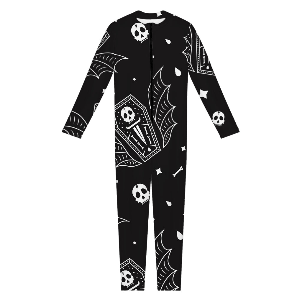 Vampire Coffin Pattern Print Jumpsuit