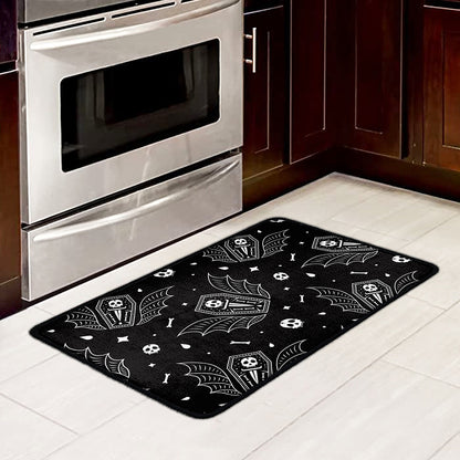 Vampire Coffin Pattern Print Kitchen Mat