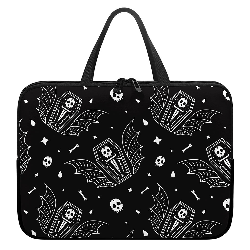 Vampire Coffin Pattern Print Laptop Sleeve With Handle